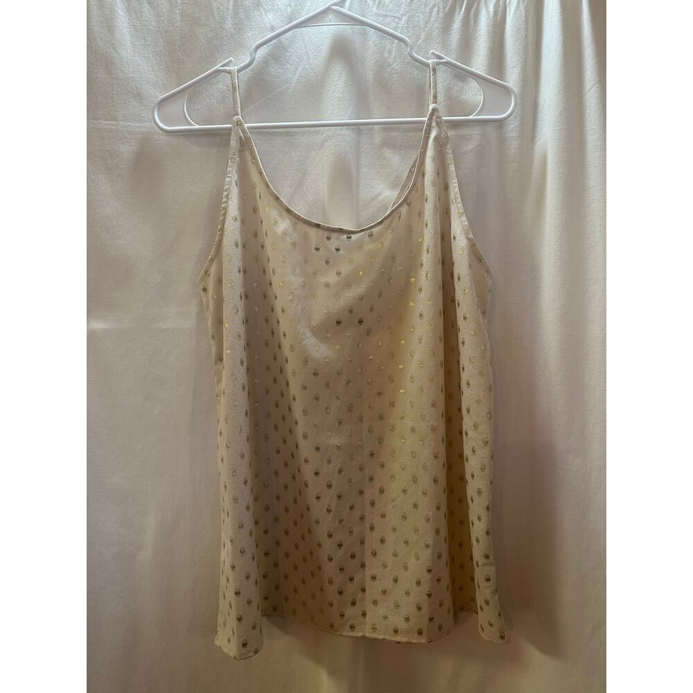 See U Soon Sheer Polka Dot Tank Top – Cream & Gold